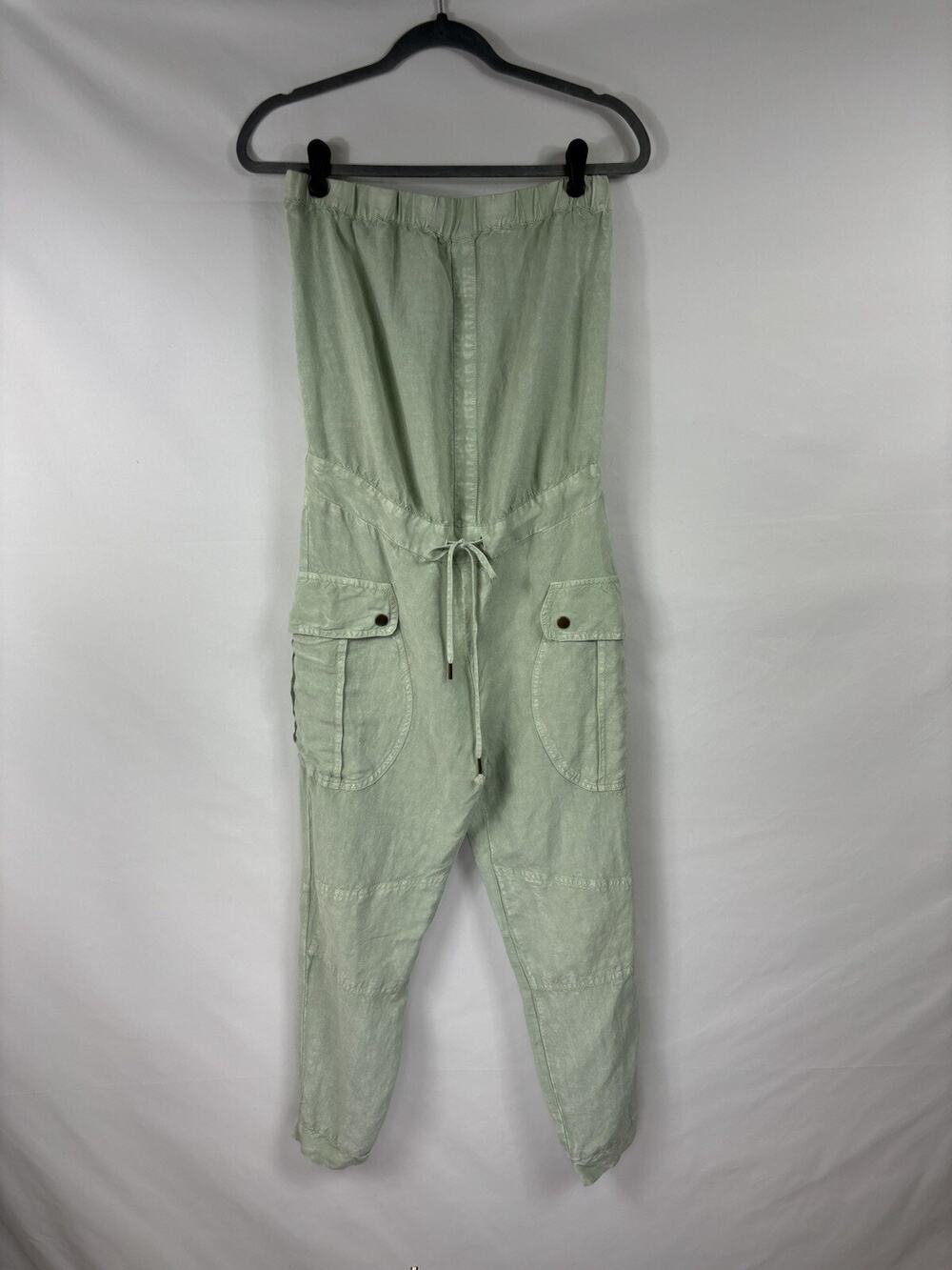 YFB Young Fabulous Broke Kennedy Strapless Jumpsuit Mint Green Small Linen Blend